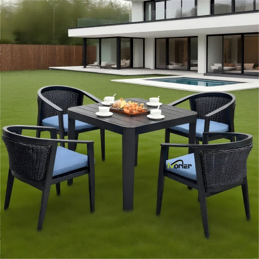 New Outdoor Aluminum Aluminum Aluminum Aluminum Alling စားပွဲတင်စားပွဲနှင့်ကုလားထိုင်အစုအသစ်လာသည်