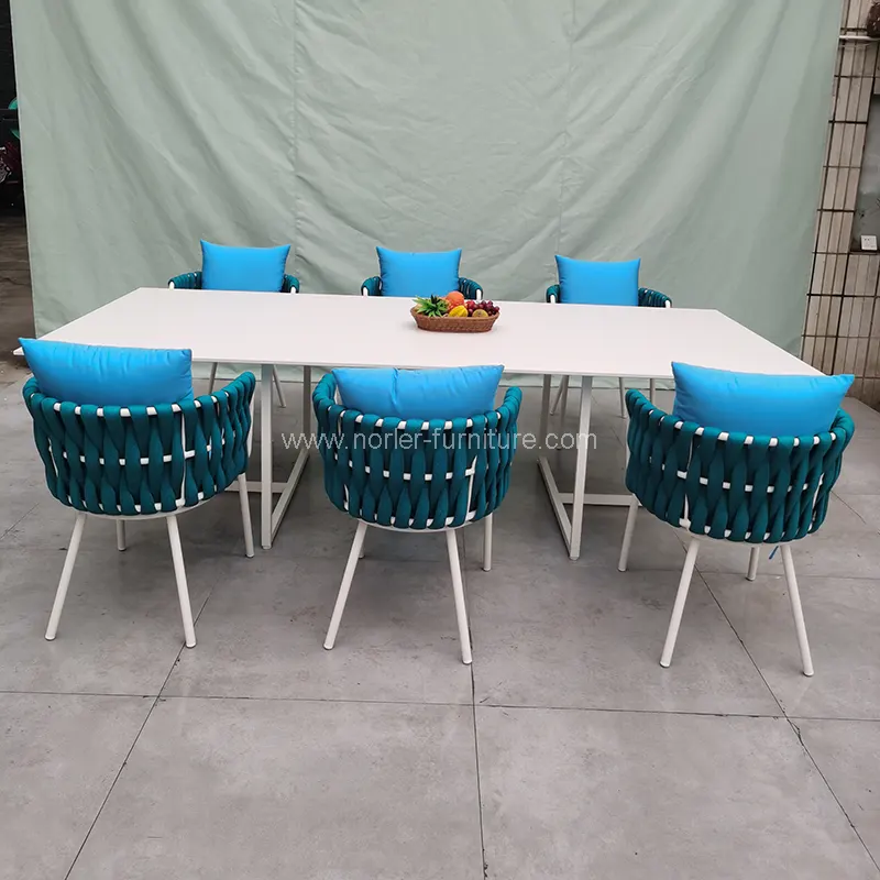 High-End Outdoor Rope Weaving လူမီနီယံထမင်းစားပွဲ set