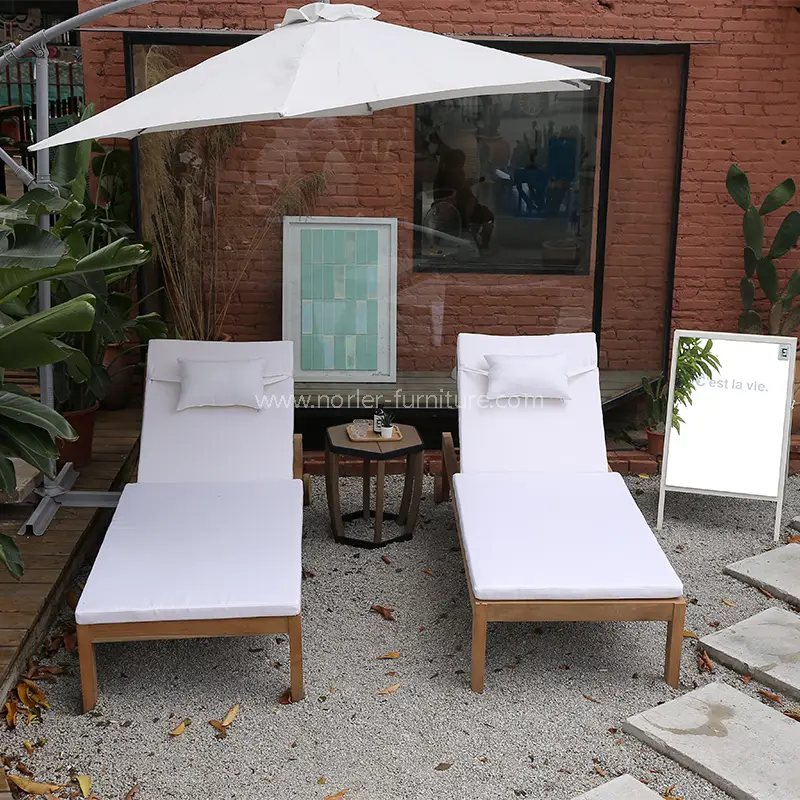 High-End Outdoor Teak Wood Sun Lounger