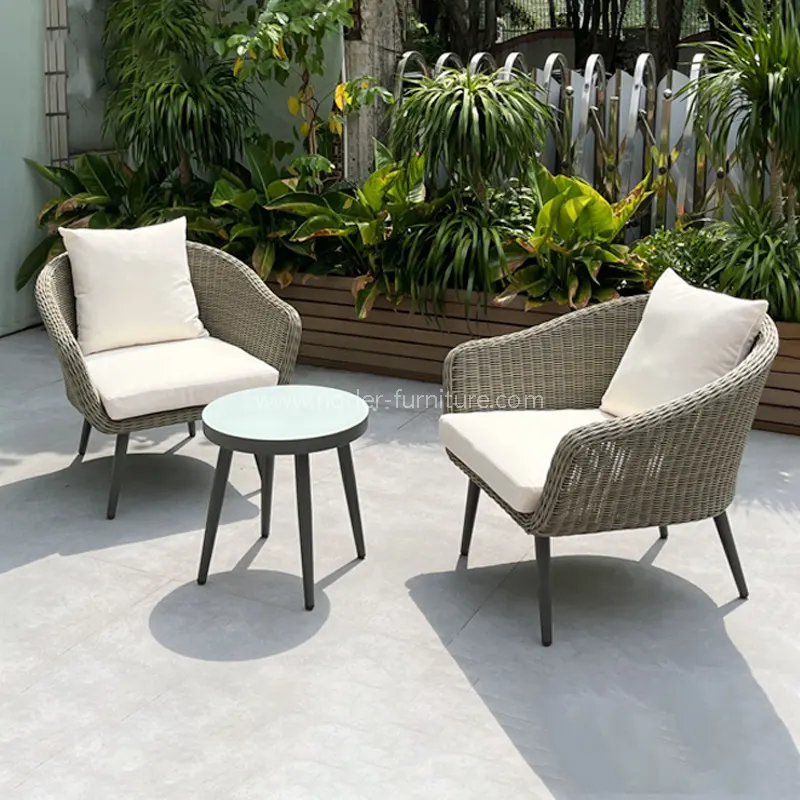 အပန်းဖြေပြင်ပလူမီနီယမ်ဘောင် PE Rattan Balcony Set