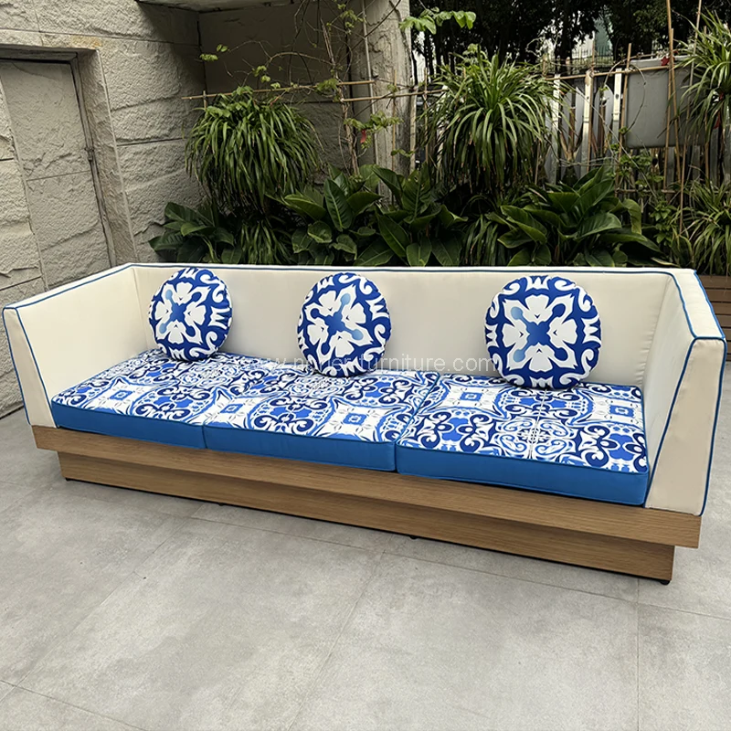 ခေတ်သစ်ပြင်ပပြင်ပအလူမီနီယမ်ဘောင်ဘောင် Brand Wood Grain Sofa