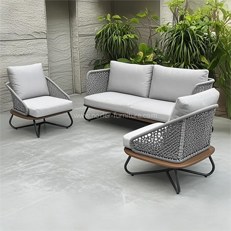 ခေတ်သစ်ပြင်ပအလူမီနီယမ်ဘောင် Teak Base Set Set