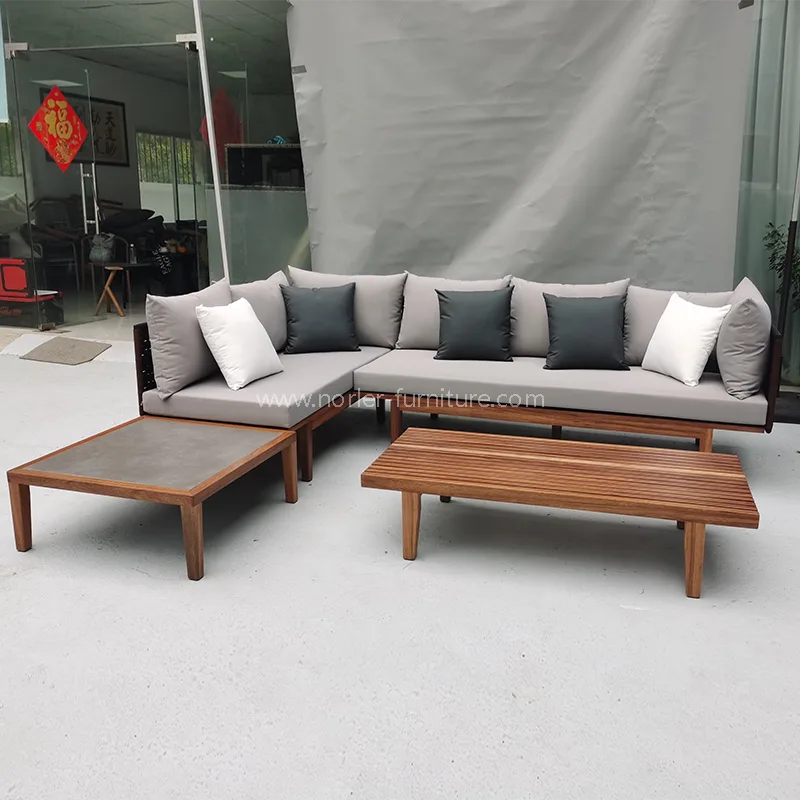 ခေတ်သစ်ပြင်ပကျွန်းသစ် Teak Wood frame ကြိုး wenta sofa