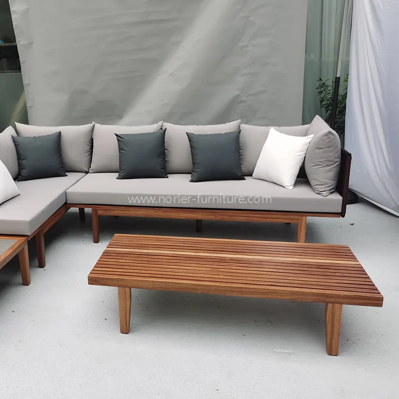 ခေတ်သစ်ပြင်ပကျွန်းသစ် Teak Wood frame ကြိုး wenta sofa