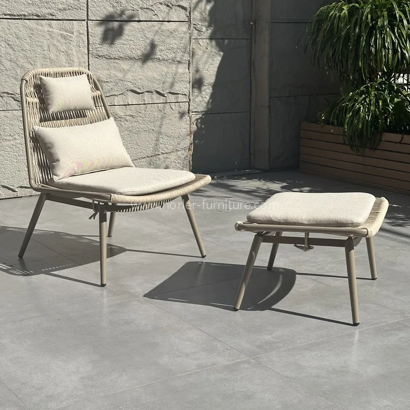 Outdoor Aluminum ကြိုးယက်လုပ်ခြင်းဆိုင်ရာအပန်းဖြေကုလားထိုင်ခြေချည်းတပ်