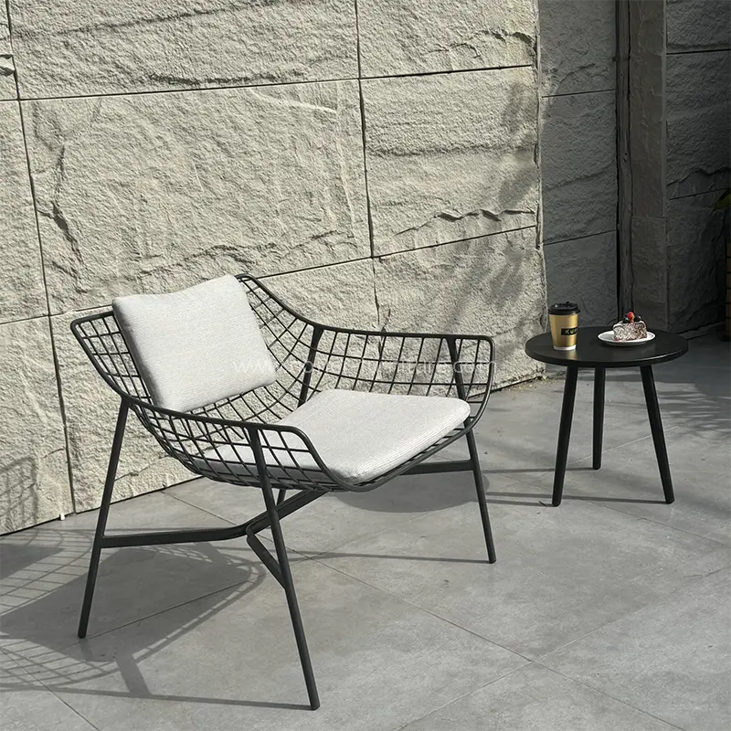 Outdoor Wearyard Black Aluminum ရေစိုခံ Cusion Balcony Set